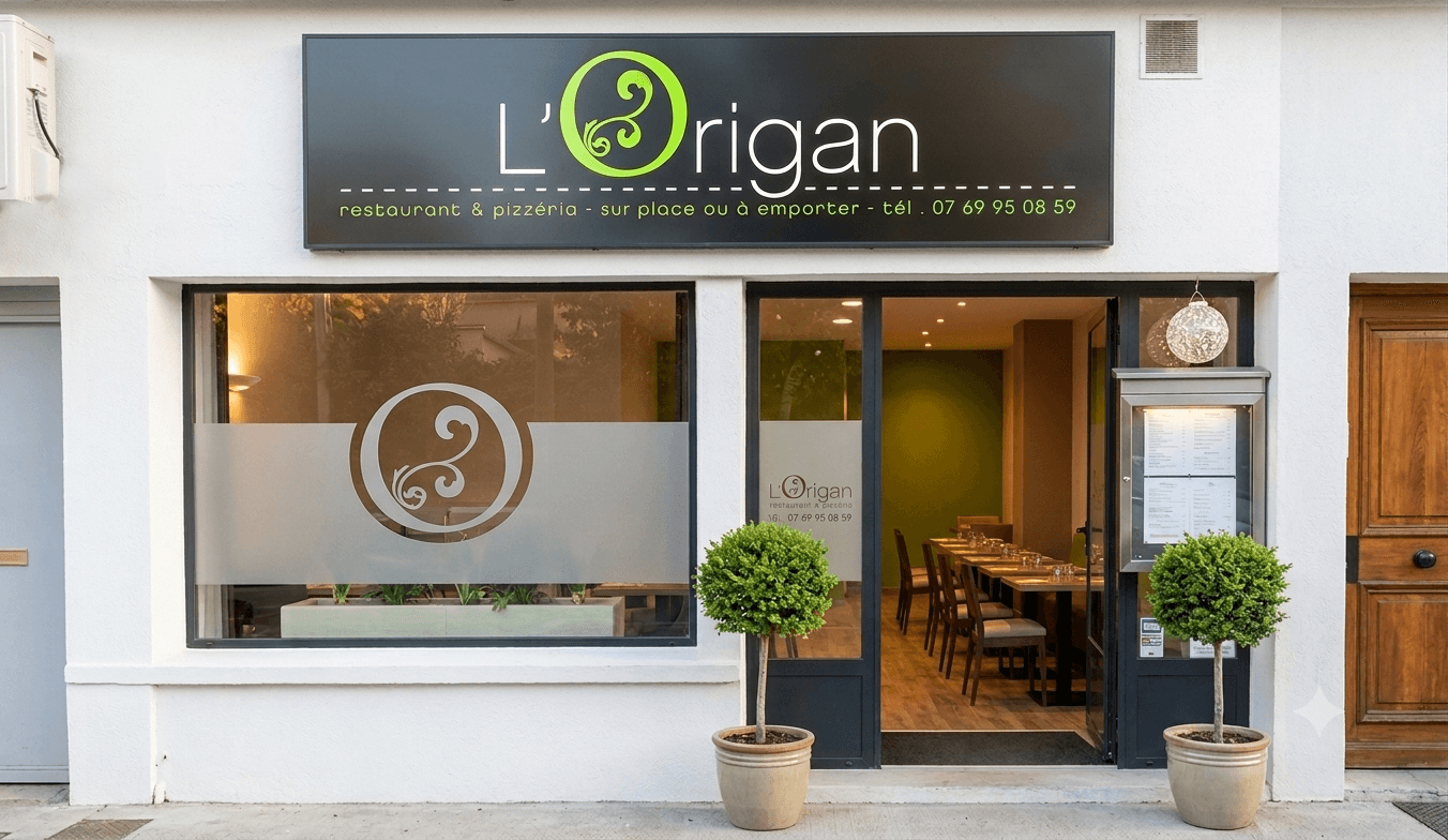 Devanture de la Pizzeria L'Origan, 8B avenue Saint-Lazare à Montpellier
